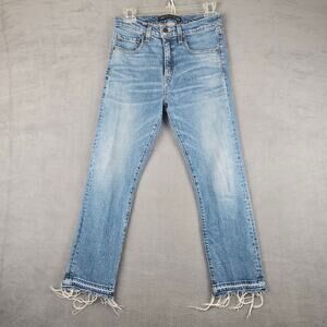 Veronica Beard Pipeline Straight Leg Jeans Raw Fray Hem Size 26